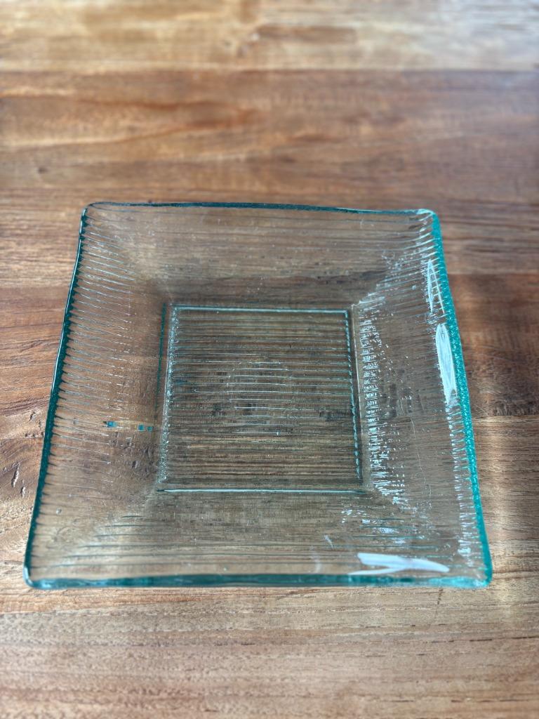 Glazen schaal, Huis en Inrichting, Schaal, Vierkant, Ophalen of Verzenden, Glas