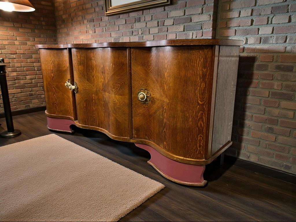 Vintage curved art-deco dressoir / kast / buffetkast, Antiek en Kunst, Curiosa en Brocante, Ophalen of Verzenden