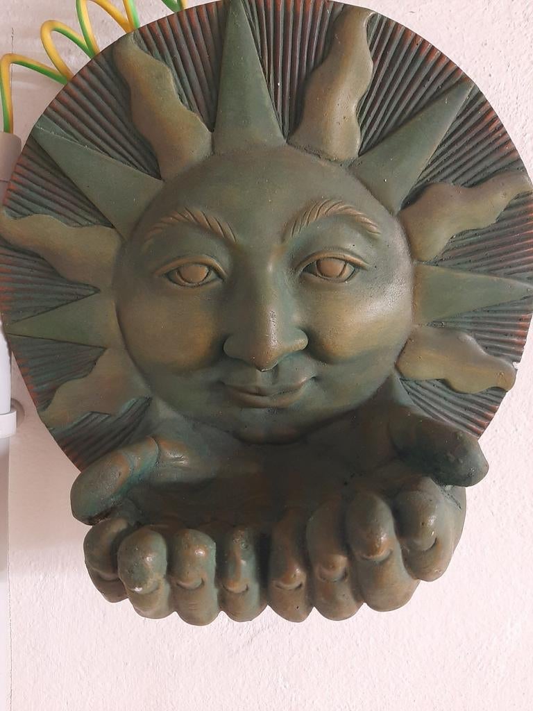 Grand ( 26 cm) vide poche mural soleil vert, Enlèvement ou Envoi, Comme neuf
