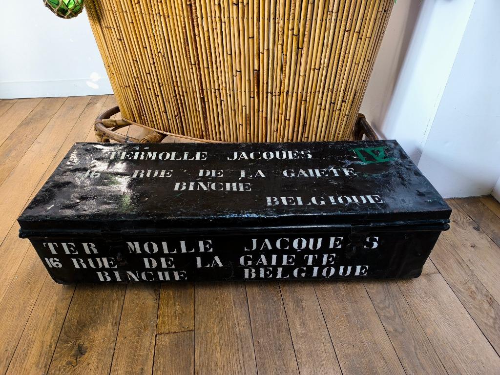 Antieke grote militaire koffer in metaal, vintage 1960, Ophalen, Landmacht, Overige typen
