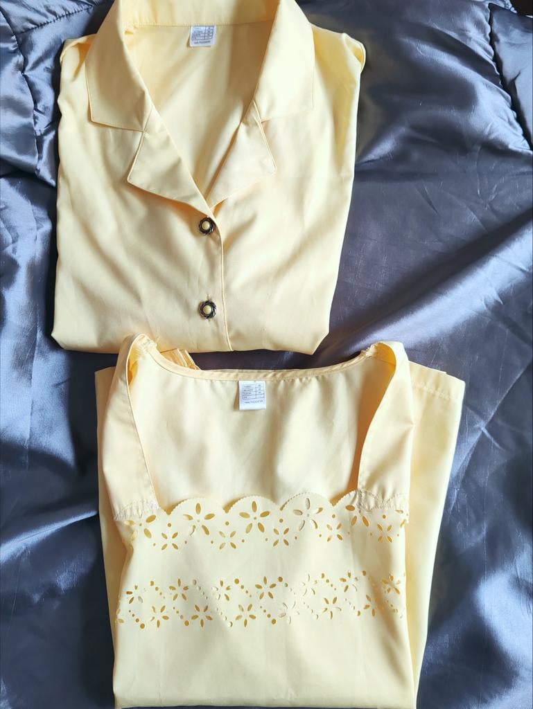 Set twee stuks pastelgeel retro chic maat 46, Ophalen of Verzenden, Geel