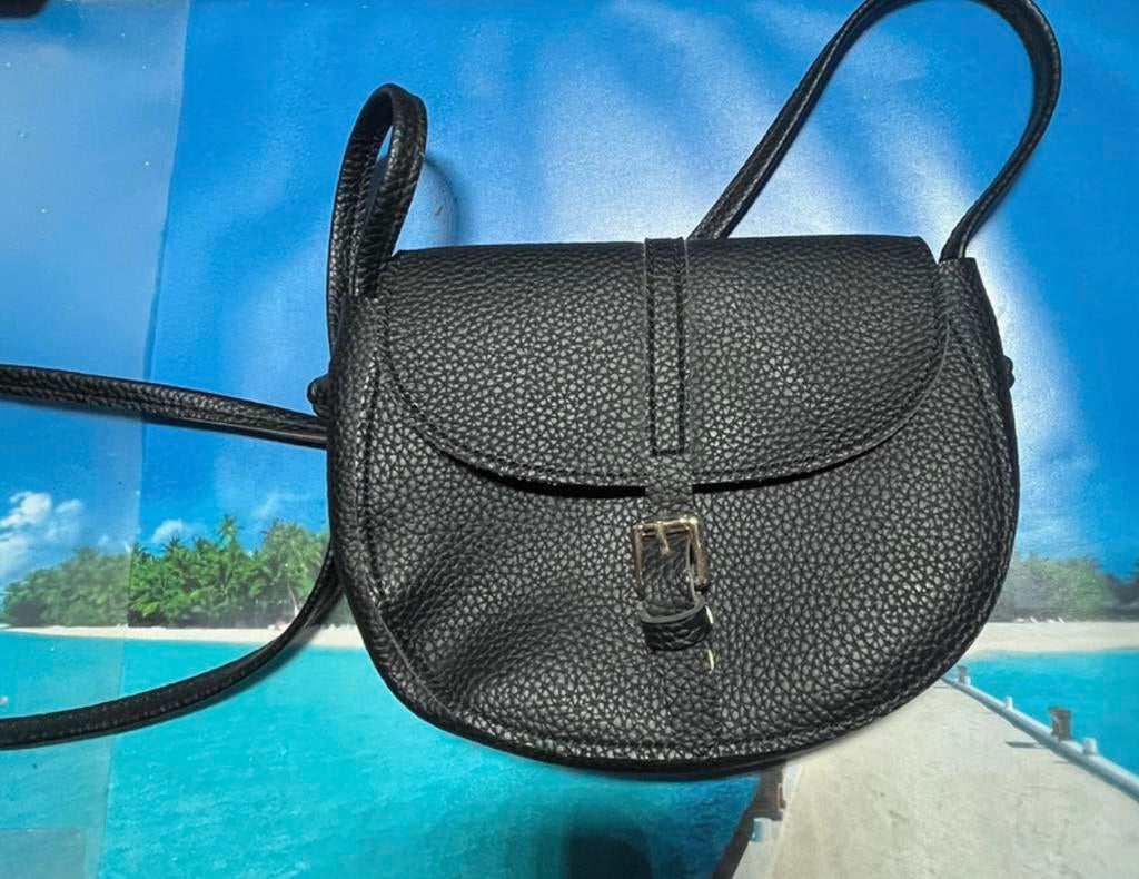Sac à bandoulière en cuir véritable Italien noir, Enlèvement, Neuf, Noir