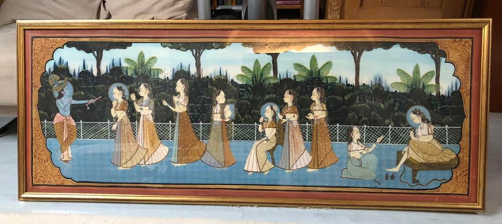 Ingekaderde Indische tekening ***groot formaat***, Antiek en Kunst, Ophalen
