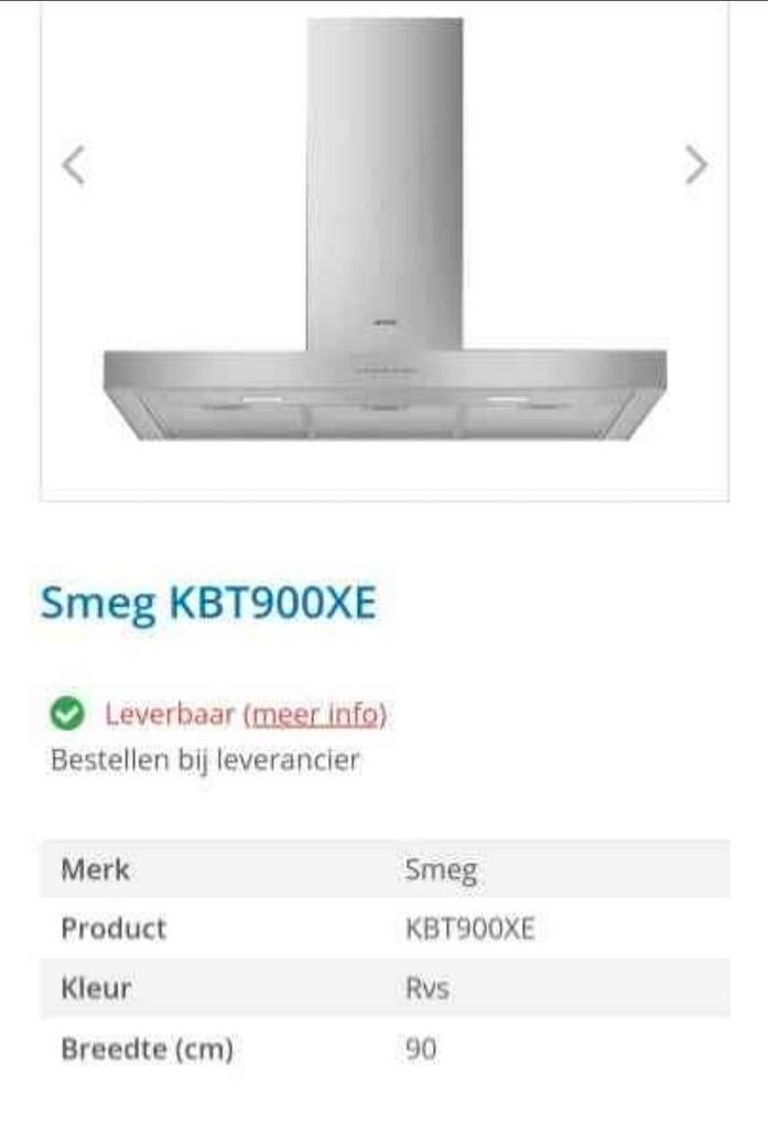 Smeg dampkap nieuw, Ophalen