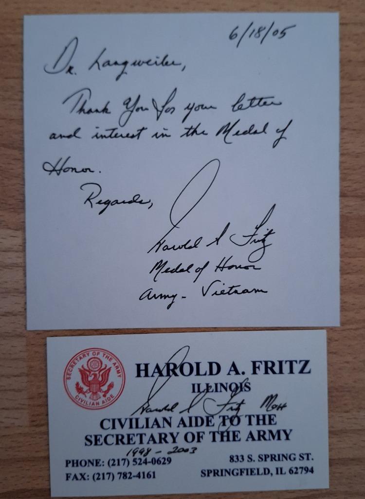 Autographe vétéran VIETNAM HAROLD FRITZ, Enlèvement ou Envoi