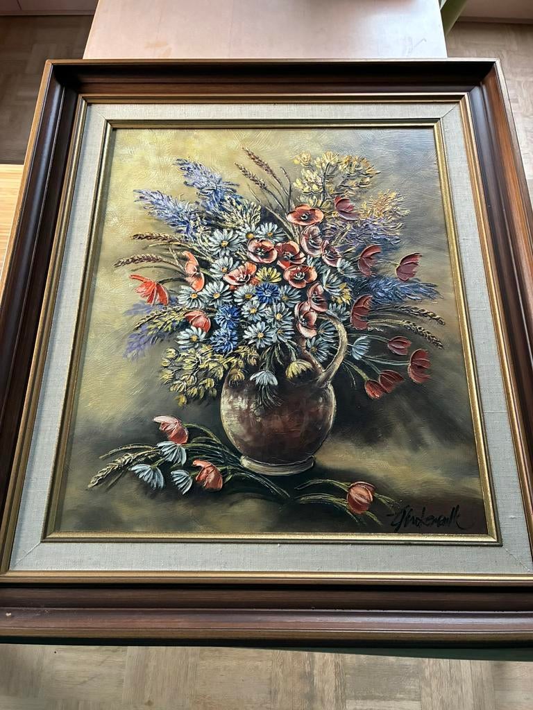Veldbloemen stilleven 1999 schilderij, Ophalen