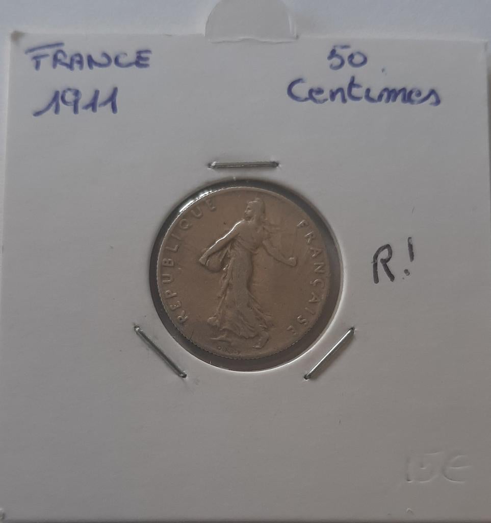 France 50 centimes 1911 argent rare, Envoi