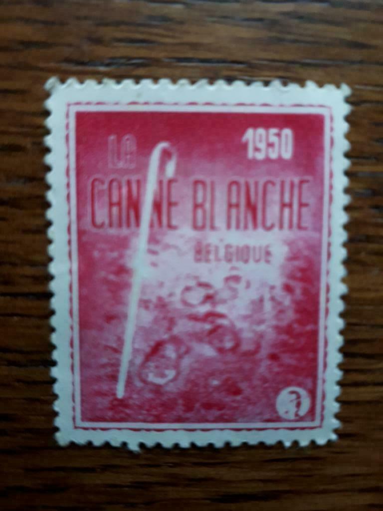 Vignette canne blanche 1950, Enlèvement ou Envoi, Comme neuf, Autres types
