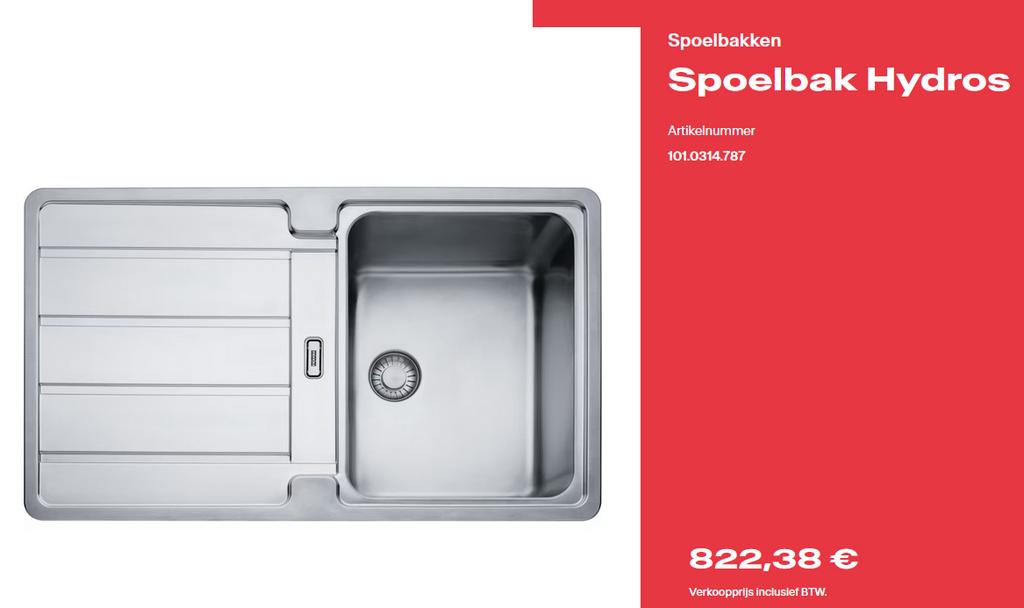 Spoeltafel Franke hydros inox 86x51cm omkeerbaar, Ophalen of Verzenden, Nieuw, Inox, Wastafel