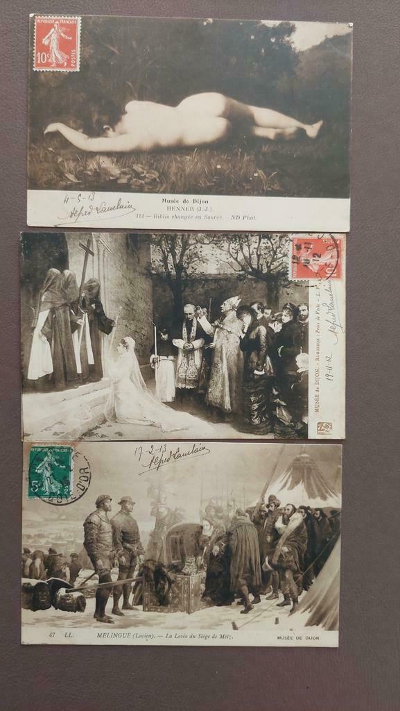 Musée de Dijon. 24 oude postkaarten uit 1913, Ophalen of Verzenden
