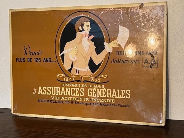 Reclamebord blik Assurances Générales, Bruxelles, Ophalen