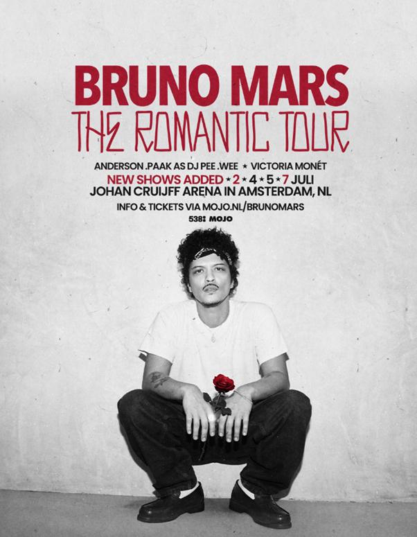 Gezocht: Bruno Mars Amsterdam 2 juli, Tickets en Kaartjes, Twee personen, Juli