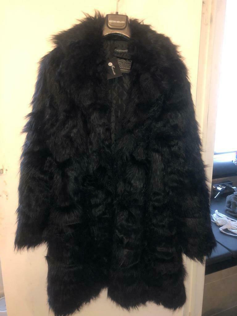 Faux Fur Mantel XL Zwart Bont, Kleding | Dames, Ophalen, Nieuw, Maat 46/48 (XL) of groter, Zwart