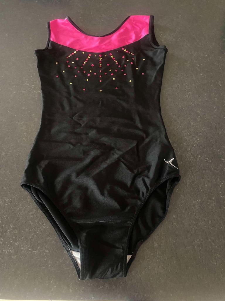 Zwart roze turnpak - maat 14 jaar, Taille enfant de 146 à 140, Enlèvement ou Envoi, Utilisé, Maillot de gymnastique