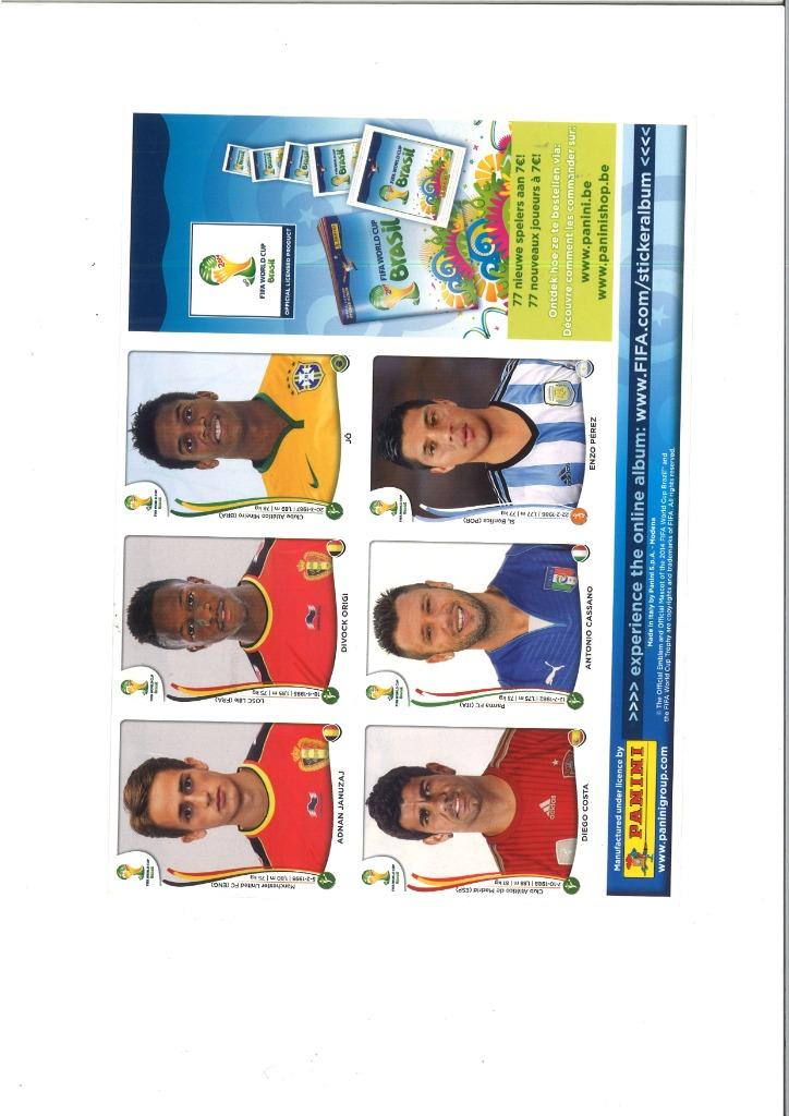 Autocollants feuille Panini - Coupe du monde 2014 au Brésil, Enlèvement, Neuf, Plusieurs images