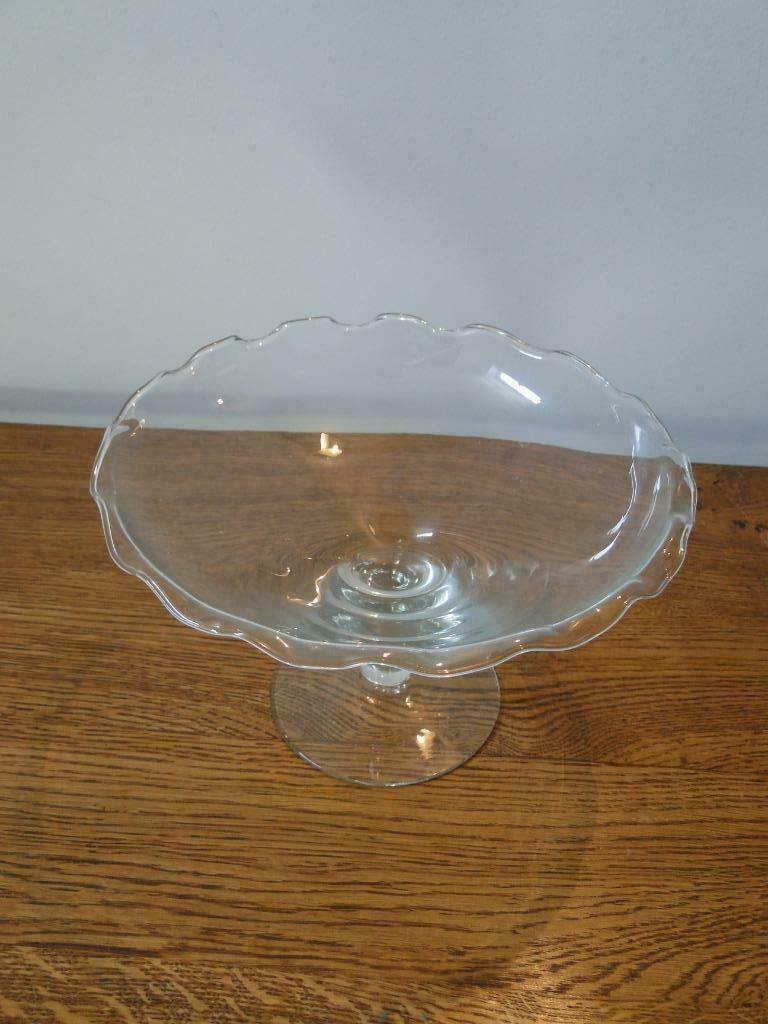 Plat en verre à pied, Enlèvement ou Envoi, Rond, Verre, Utilisé