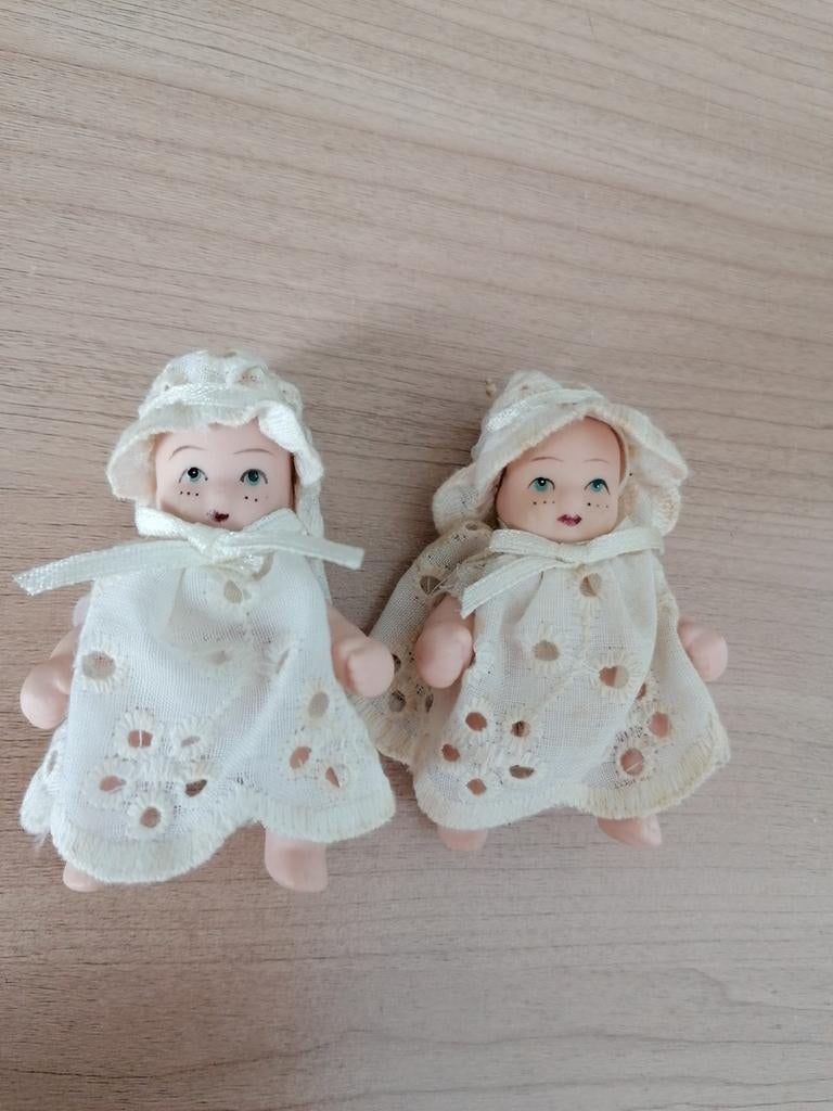2 antieke mini popjes voor poppenhuis, in porselein., Antiek en Kunst, Ophalen of Verzenden