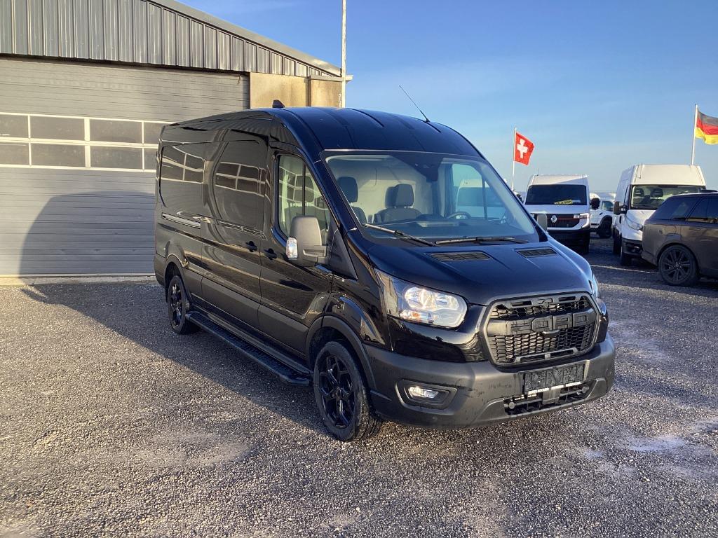 ford transit l3h2 130pk automaat 2023 10km 36950e ex, Auto's, Bestelwagens en Lichte vracht, Stof, 4 cilinders, Zwart, Bedrijf