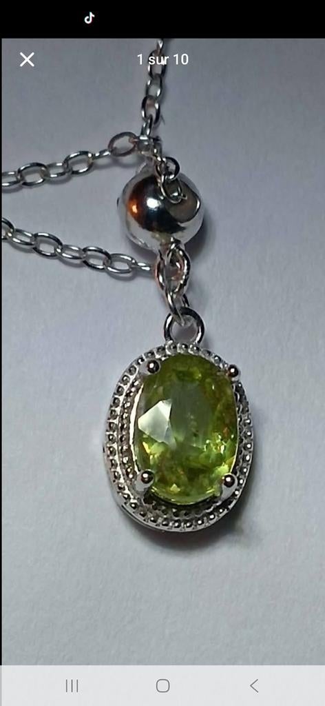 Pendentif en argent Sterling avec sphene ou titanite, Neuf, Avec pierre précieuse, Argent, Jaune