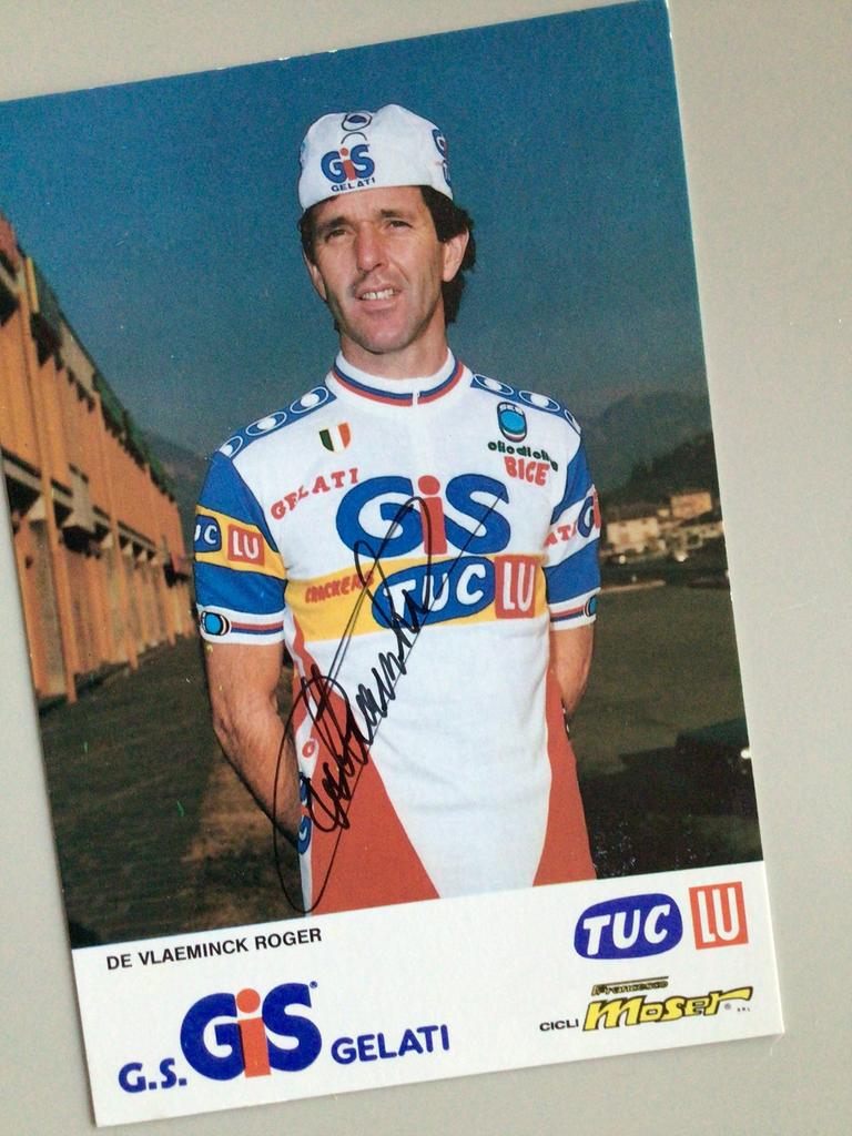 Wielerkaart team gis roger de vlaeminck signe, Verzenden