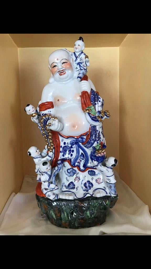 Statue Bouddha Rieur - Happy Laughing Buddha - en Porcelaine