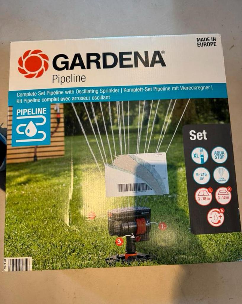 Gardena pipeline starterset met zwenksproeier en darm, Tuin en Terras, Bewateringscomputers, Ophalen, Nieuw
