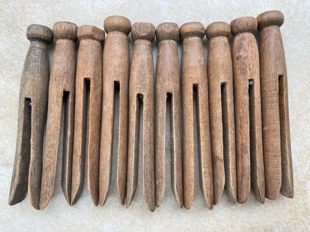 Antieke houten wasspelden - vintage, Tuin en Terras, Droogmolens en Wasrekken, Gebruikt, Overige typen, Verzenden