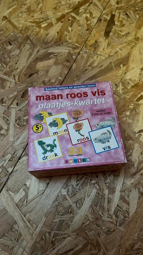 Maan-roos-vis plaatjes kwartet, Ophalen of Verzenden, Gebruikt