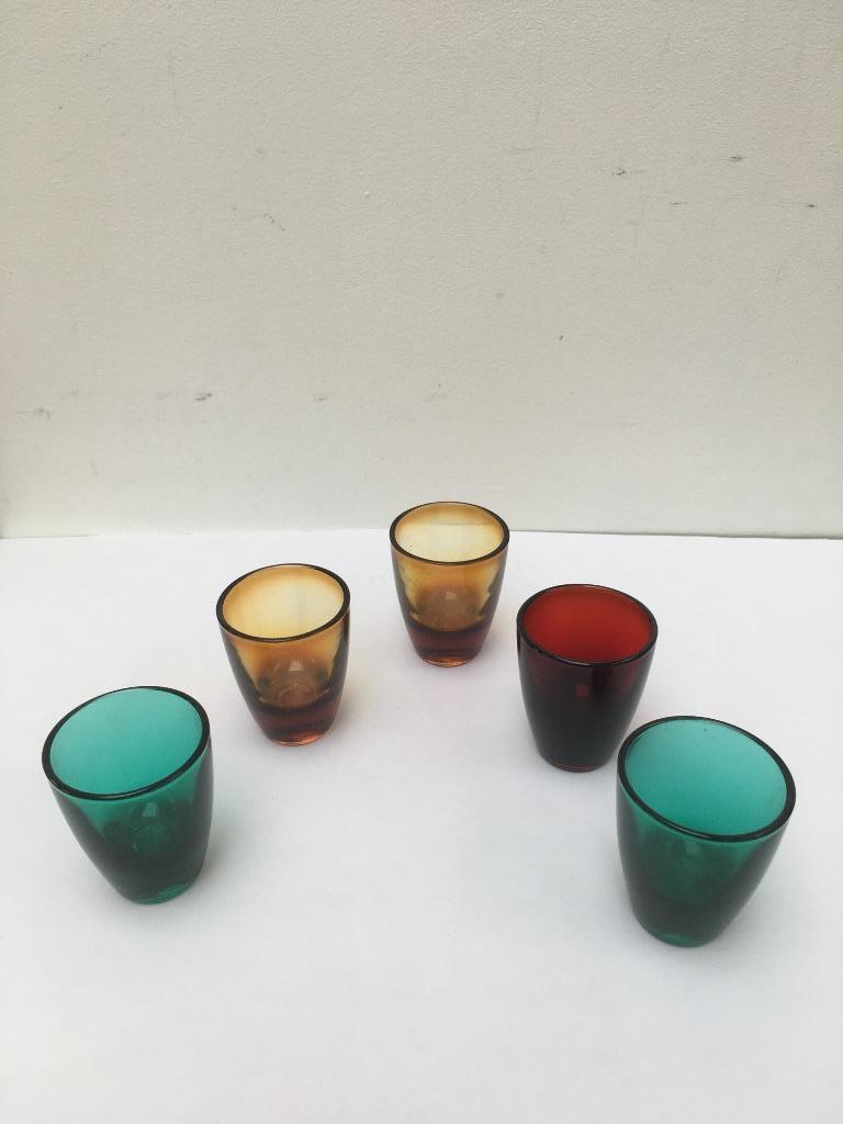 Jeneverglaasjes - gekleurd (5st), Ophalen, Zo goed als nieuw, Borrel- of Shotglas