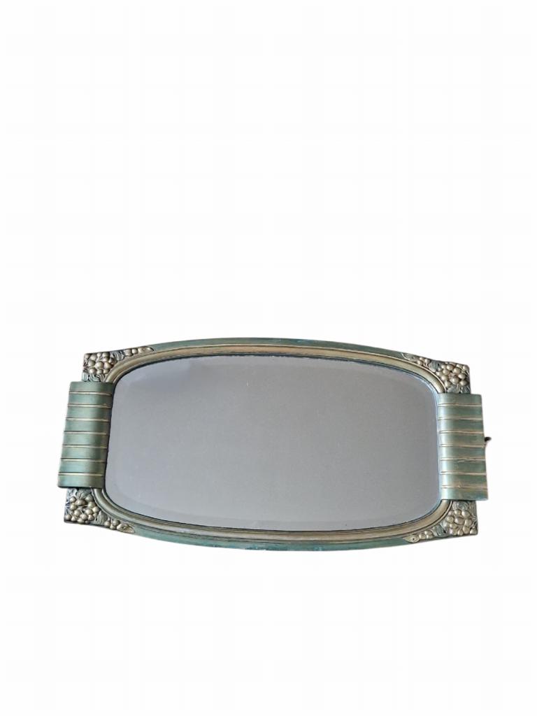 Miroir en bois biseauté  couleurs vert doré, Enlèvement, Rectangulaire, 50 à 100 cm, Moins de 100 cm