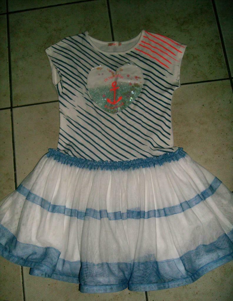 blauw-wit feestkleedje maat 128, Ophalen of Verzenden, Gebruikt, 122 t/m 128, Meisje
