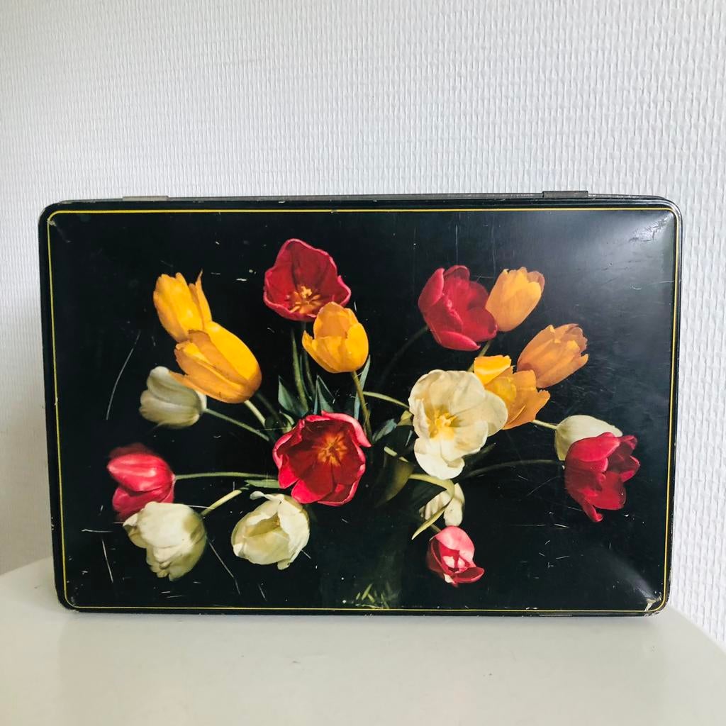 Vintage - Blikken Doos - Bloemen, Antiek en Kunst, Ophalen