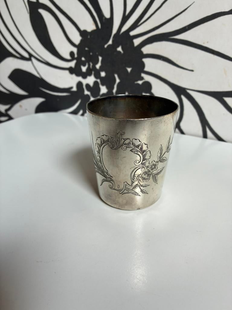 Vintage verzilverde beker Christofle, Antiek en Kunst, Ophalen of Verzenden, Zilver