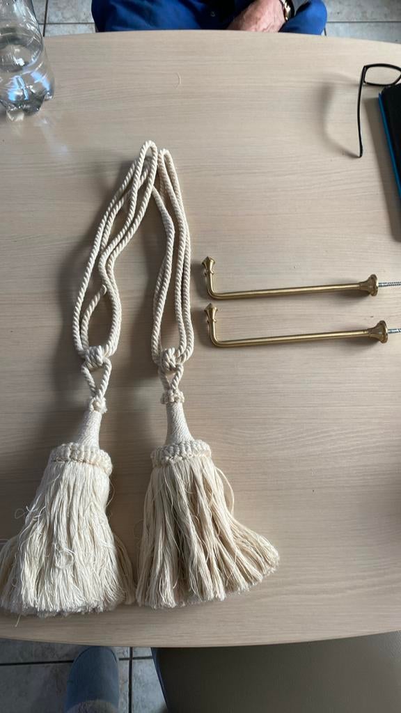 Dikke Gordijnflossen/embrasse en messing gordijnhouders, Ophalen, Zo goed als nieuw
