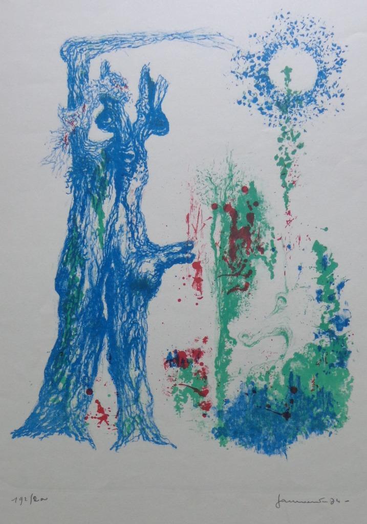 JAN VAERTEN / FIGURATIE / KLEURLITHO / 67x52cm / SIG, Ophalen of Verzenden