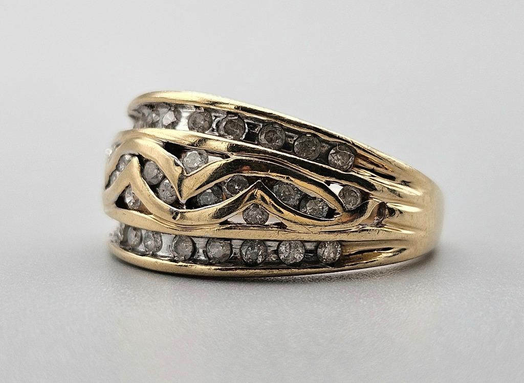 Gouden Vintage ring met diamanten Ca: 0.50 ct. 2024/404., 18 tot 19, Ophalen of Verzenden, Zo goed als nieuw, Met edelsteen
