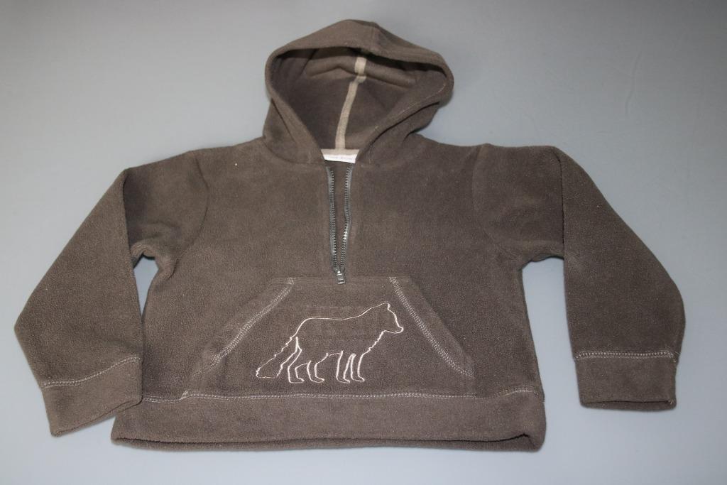 bruine fleece trui met kap maat 86, Ophalen of Verzenden, Zo goed als nieuw, Jongetje, Truitje of Vestje