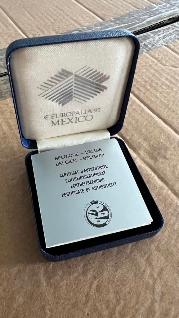 Zilveren herdenkingsmunt Europalia 93 Mexico–500 BEF (proof), Ophalen of Verzenden, Zilver