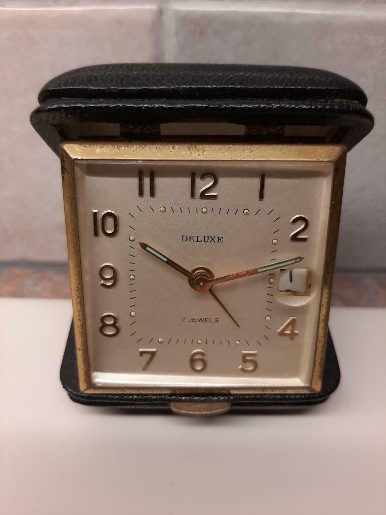 réveil vintage de voyage en cuir, Enlèvement ou Envoi, Utilisé