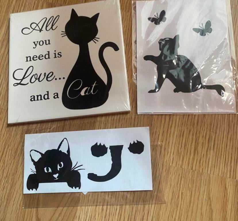 Stickers en wandtegeltje thema katten, Enlèvement, Comme neuf