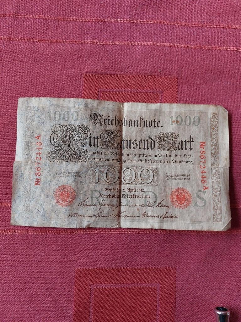 Bankbiljet 1000 mark Duitsland, Postzegels en Munten, Ophalen of Verzenden, Duitsland