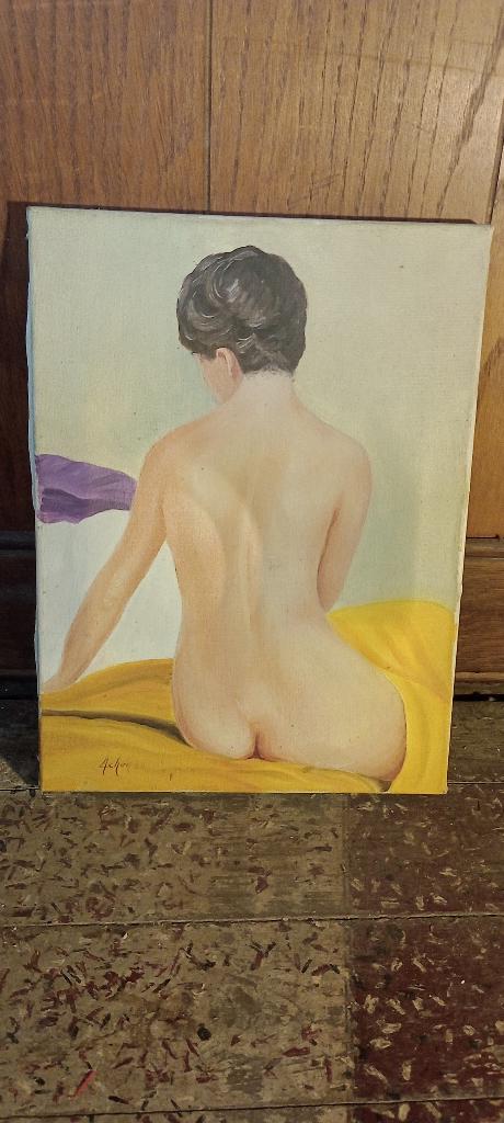 Naaktschilderij voor vrouwen, gekruld canvas, 24x32, n256, Antiek en Kunst, Ophalen of Verzenden