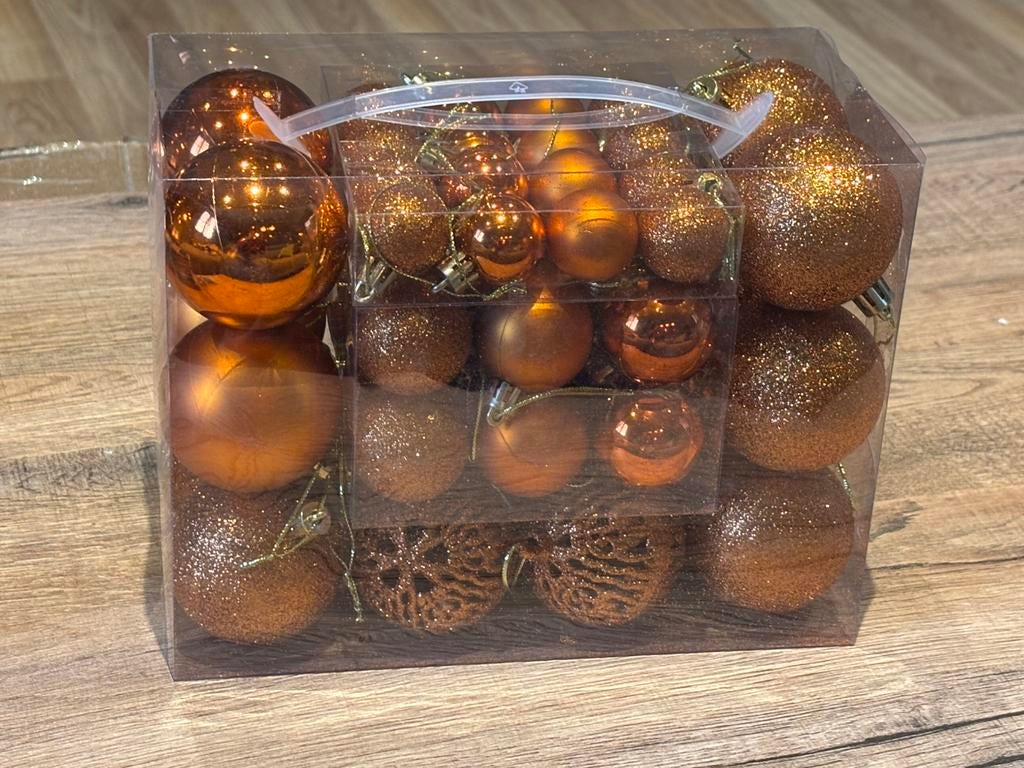 Set van 50 koperkleurige onbreekbare kerstballen, Ophalen of Verzenden, Nieuw