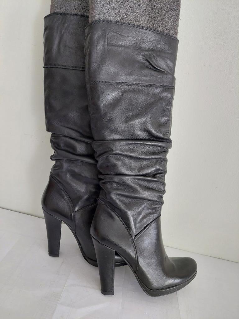 213C* OVYE mooie zwarte leren laarzen (37), Kleding | Dames, Schoenen, Zo goed als nieuw, Hoge laarzen, Zwart, Verzenden