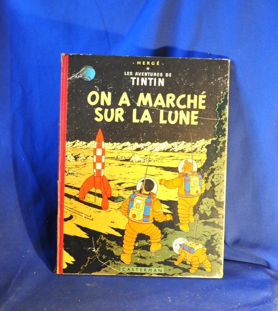 libre bd tintin on a marche sur la lune 1954 (x2041), Gelezen, Eén stripboek, Ophalen of Verzenden, Hergé