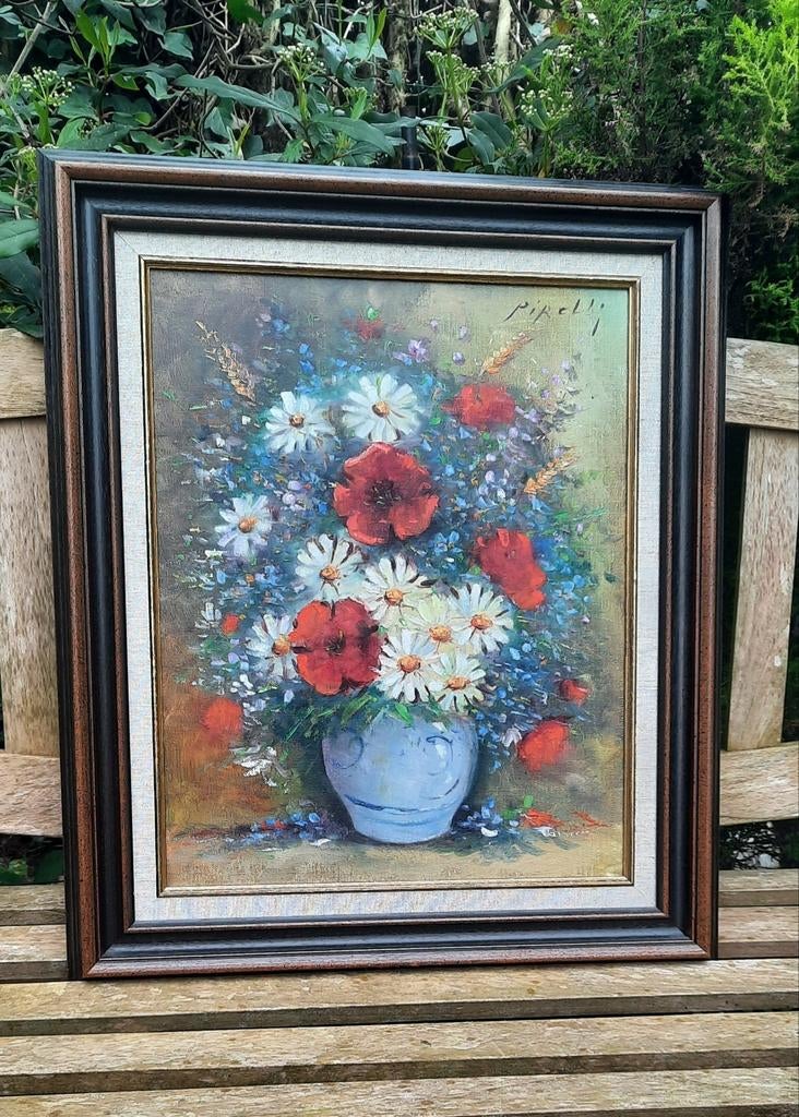 Bloemenschilderij Pirelli, Antiek en Kunst, Ophalen