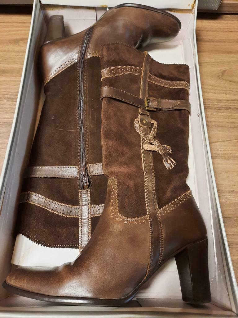 Hoge, bruine dameslaarzen, Boo-fashion, maat 40, Hoge laarzen, Bruin, Ophalen of Verzenden, Zo goed als nieuw