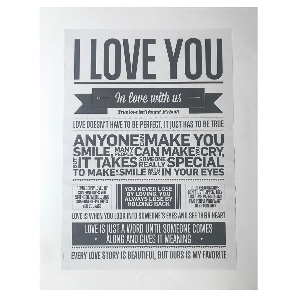 Mooie poster ‘I love you’, Ophalen, Zo goed als nieuw