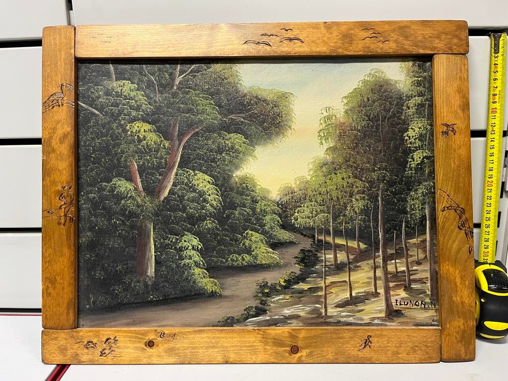 Lot de 3 Peintures Vintage sur Toile - Art Africain (Congo), Antiquités & Art, Enlèvement
