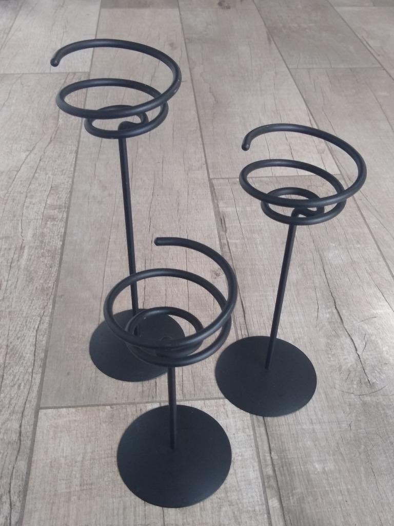 zwart matte kandelaars (3 stuks) - verschillende hoogtes, Enlèvement, Utilisé, Métal, Chandelier